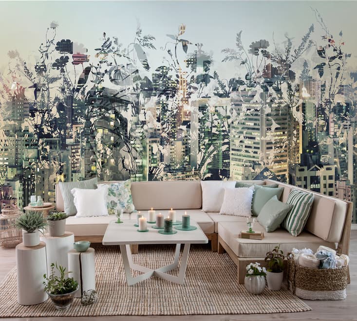 Abstract City Landscape Wallpaper Mural
