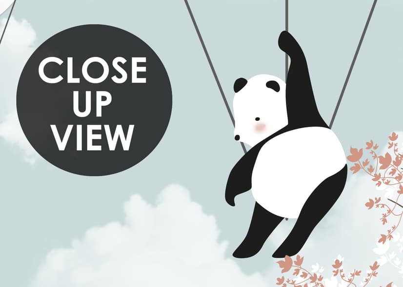 Papier peint Pandas de dessins animés et montgolfières