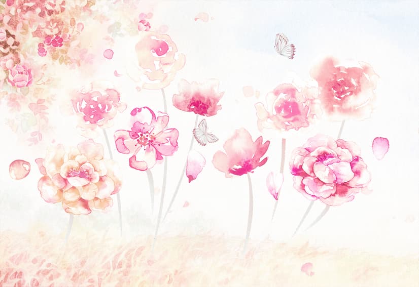 Pink Romantic Floral Wallpaper Mural