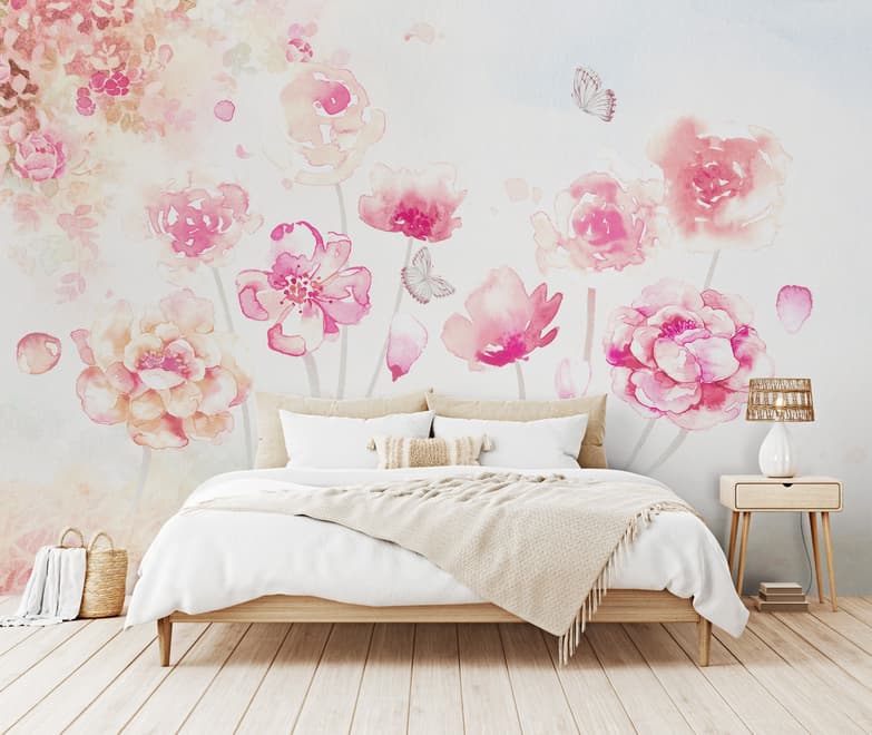 Pink Romantic Floral Wallpaper Mural