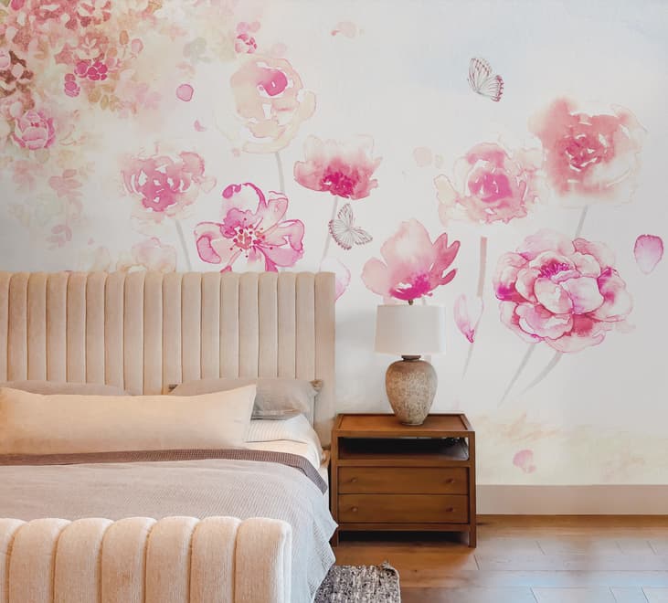 Pink Romantic Floral Wallpaper Mural