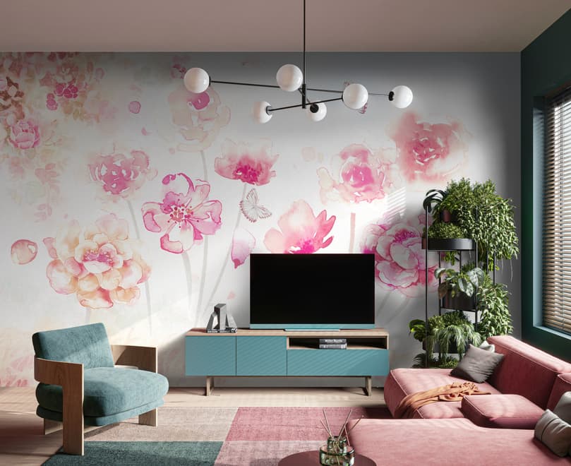 Pink Romantic Floral Wallpaper Mural