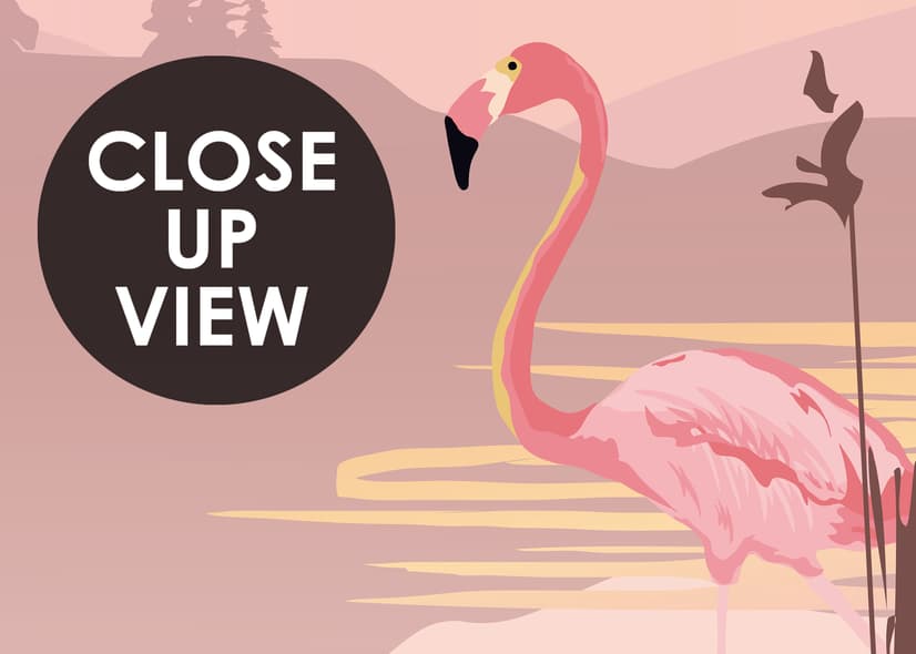 Pink Sunrise Landscape with Flamingos Wallpaper Mural