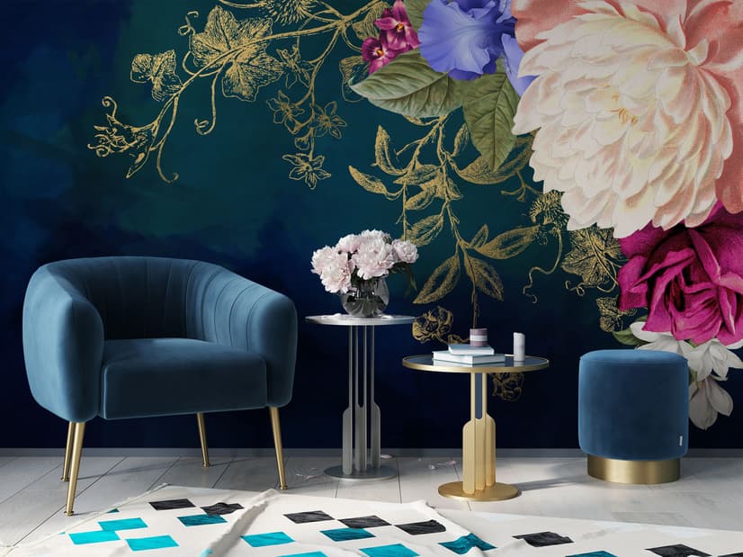 Vintage Floral Art Wallpaper Mural