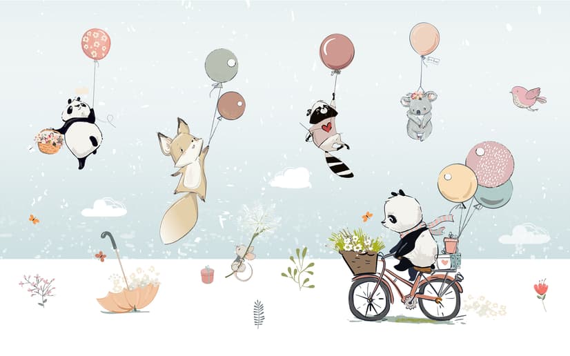 Winter-Cartoon mit niedlichen Tieren Fototapete