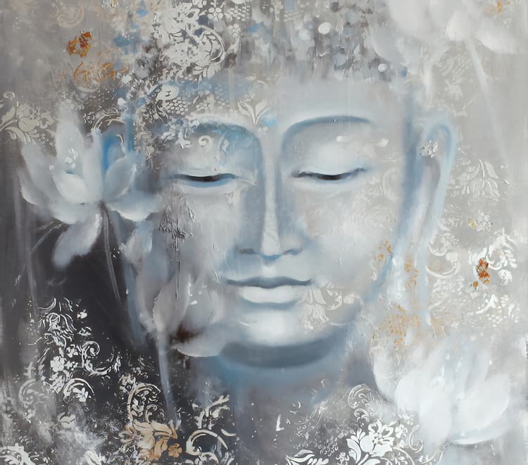 Vintage Buddha with Lotus Floral Wallpaper Mural