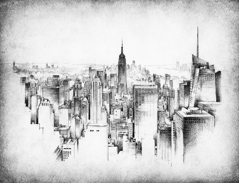 Monochrome Charcoal City Wallpaper Mural