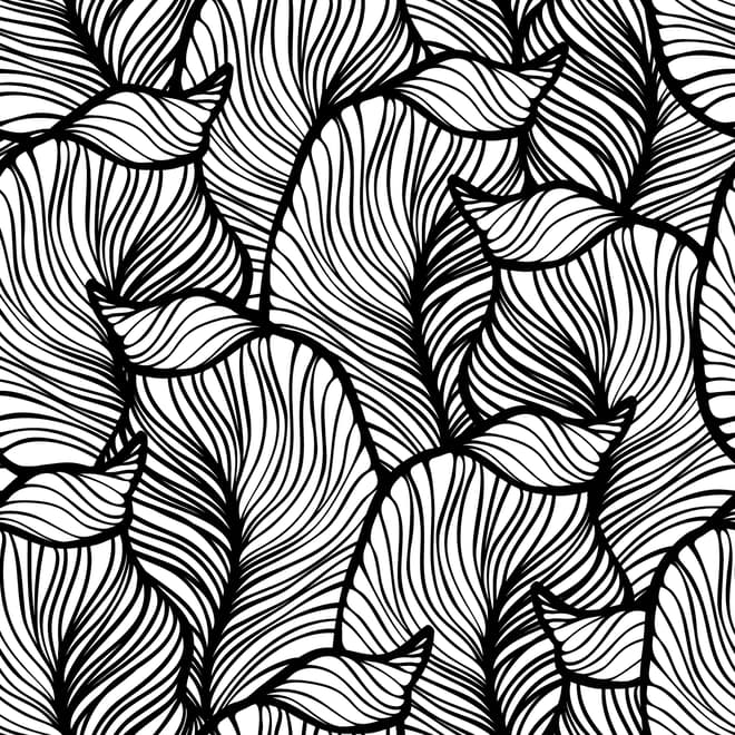 Golden Look Stylish Leaf  Line Art Wallpaper Mural