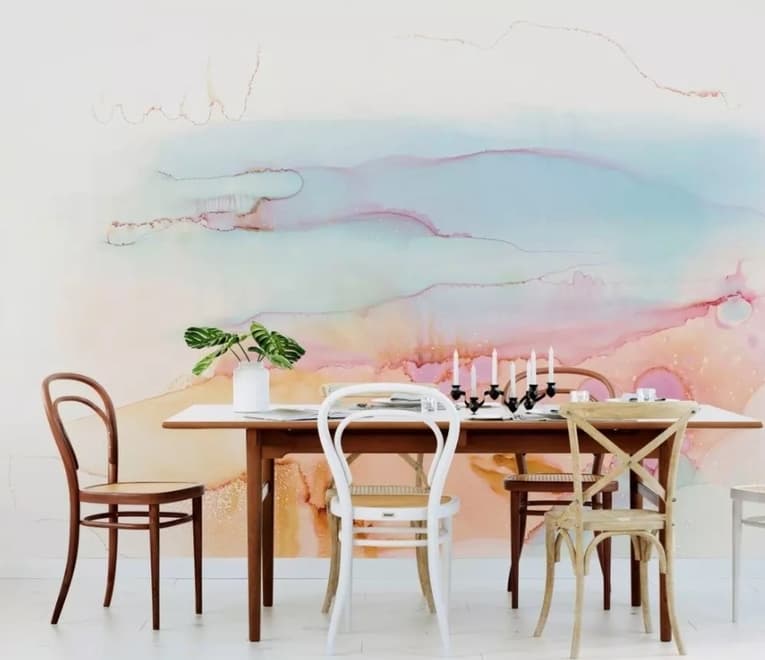 Abstract Orange Blue Brush Wallpaper Mural