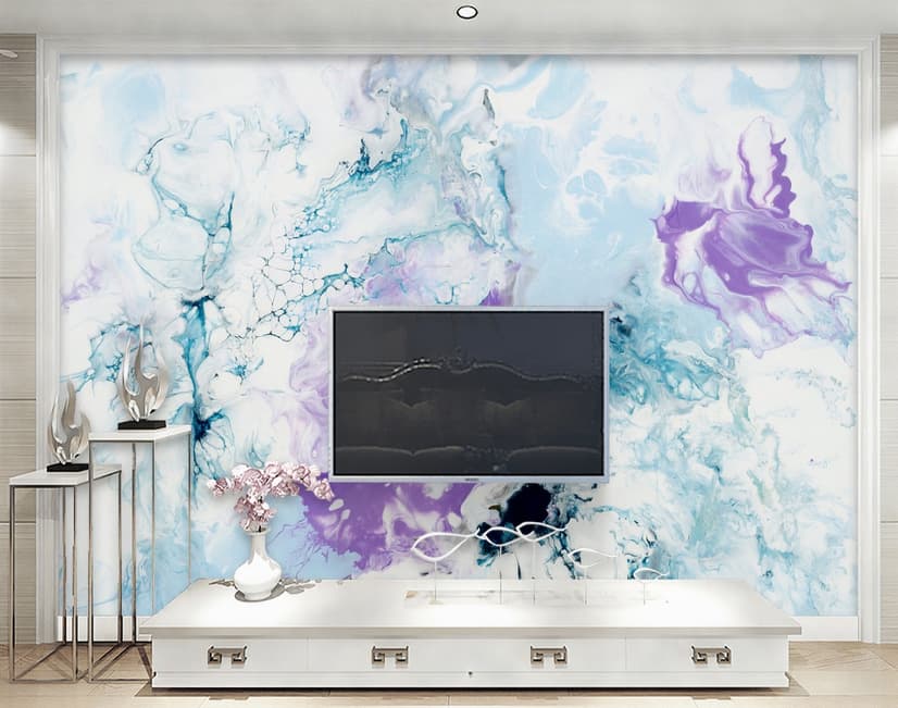 Turquoise Purple Marble Style Brush Wallpaper Mural