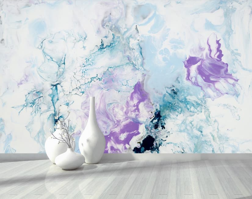Turquoise Purple Marble Style Brush Wallpaper Mural