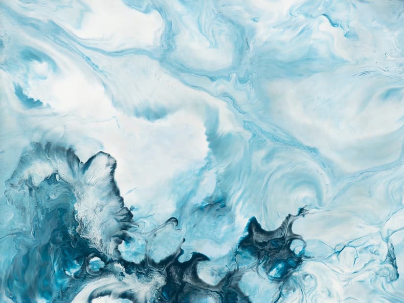 Acrylic Painting Fresh Blue Waves Wallpaper Mural