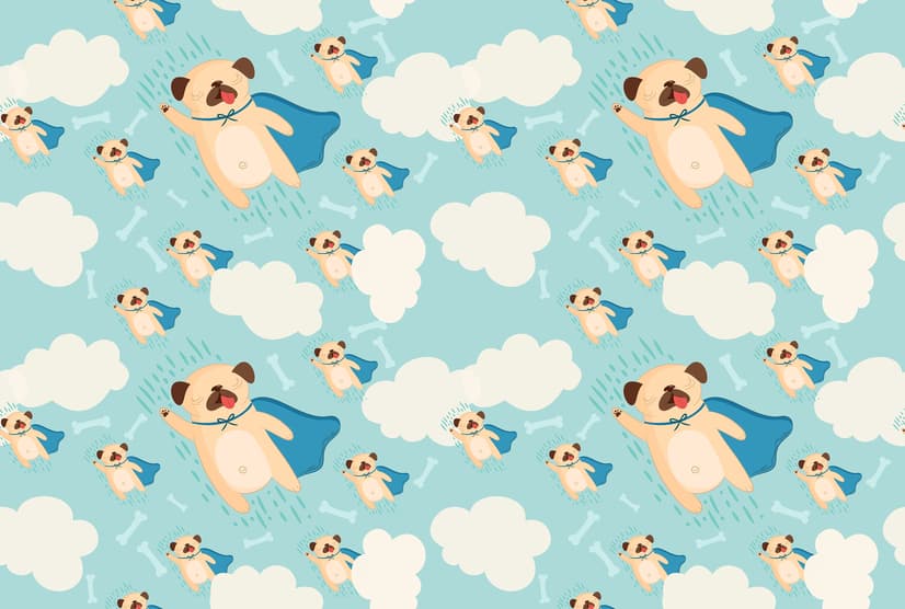 Cartoon Pet Dog Pattern Wallpaper Mural