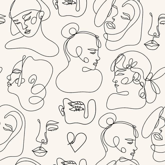 Elegant Abstract Faces Wallpaper Mural