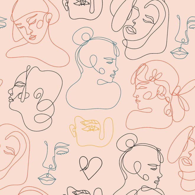 Abstract Pink Faces Wallpaper Mural