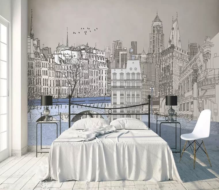 London Charcoal Drawing City Wallpaper Mural
