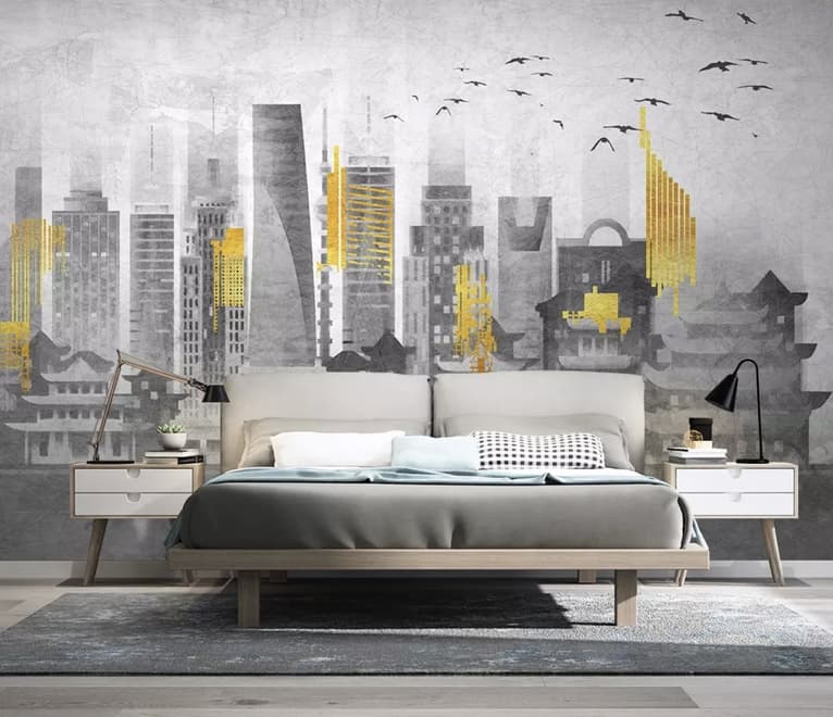 City Landscape Yellow City Light Wallpaper Mural