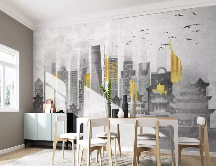 City Landscape Yellow City Light Wallpaper Mural
