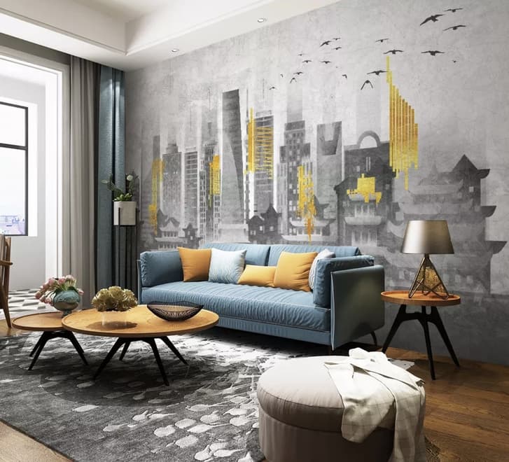 City Landscape Yellow City Light Wallpaper Mural