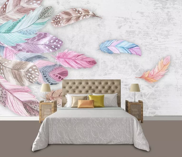 Colorful Feather Wallpaper Mural