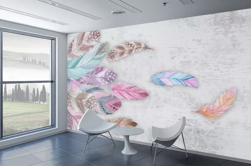 Colorful Feather Wallpaper Mural