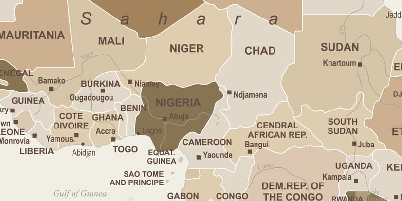 Brown Political Map Wallpaper Mural