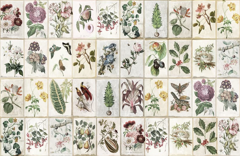 Vintage Blumen Keramik-Kunst Fototapete