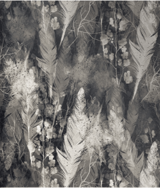 Dark Feather Monochrome Wallpaper Mural