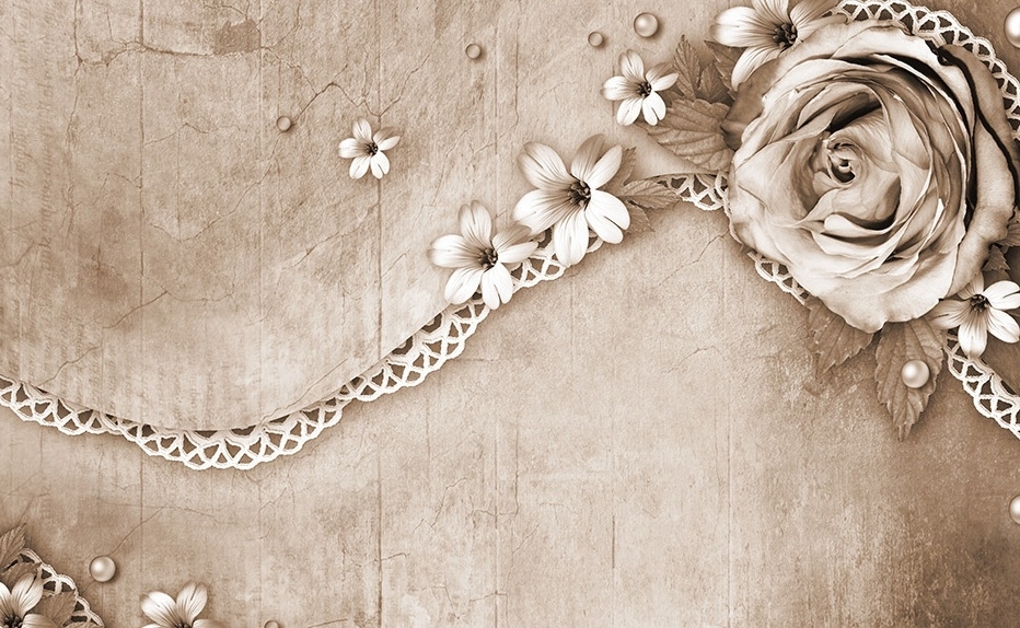 Dark Rose and Daisy Floral Wallpaper Mural