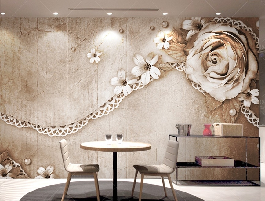 Dark Rose and Daisy Floral Wallpaper Mural