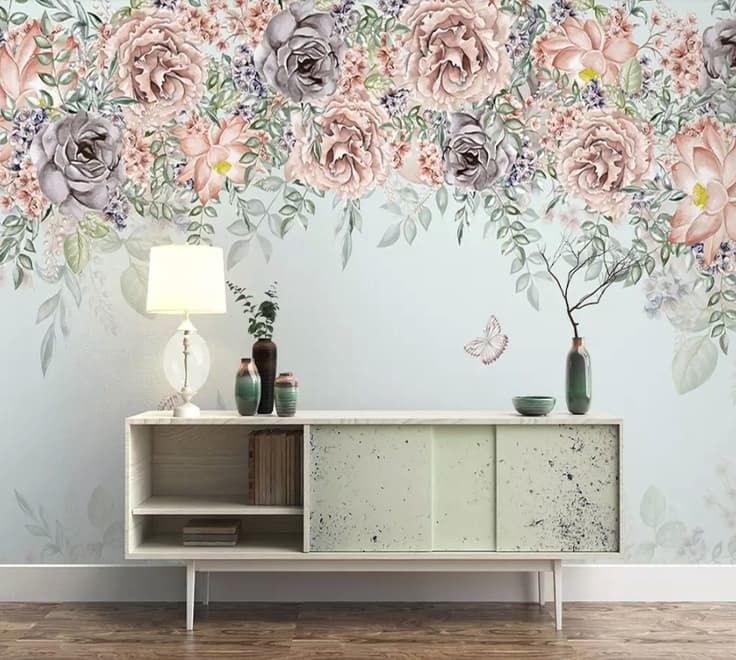 Nostalgic Dark Vine Flowers Wallpaper Mural