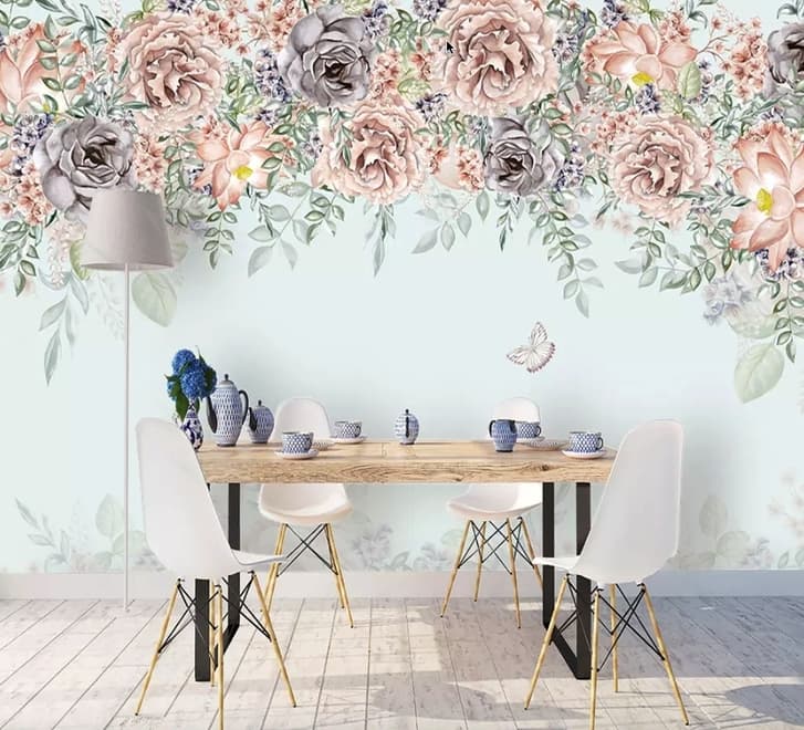 Nostalgic Dark Vine Flowers Wallpaper Mural