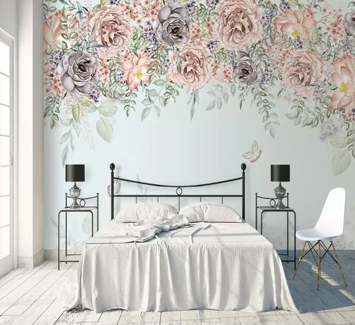 Nostalgic Dark Vine Flowers Wallpaper Mural