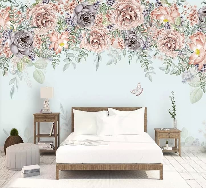 Nostalgic Dark Vine Flowers Wallpaper Mural