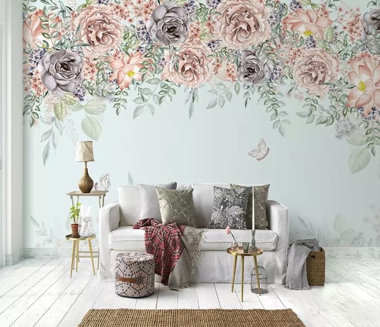 Nostalgic Dark Vine Flowers Wallpaper Mural
