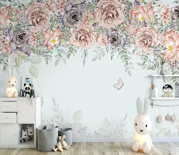 Nostalgic Dark Vine Flowers Wallpaper Mural