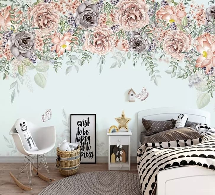 Nostalgic Dark Vine Flowers Wallpaper Mural