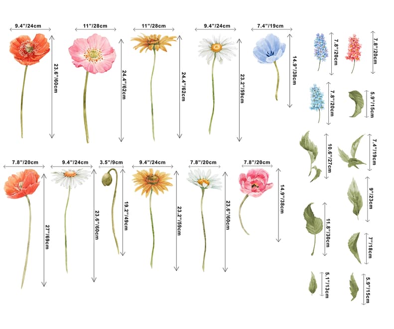 Colorful Wildflowers Wall Decal Sticker