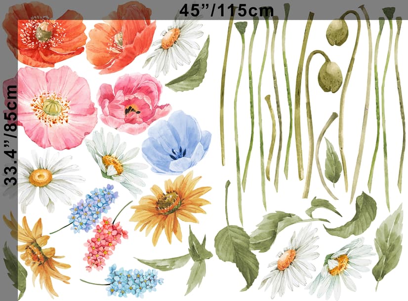 Colorful Wildflowers Wall Decal Sticker