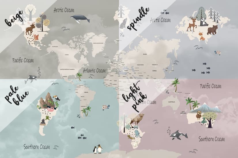 Kids Political World Map Wallpaper Mural