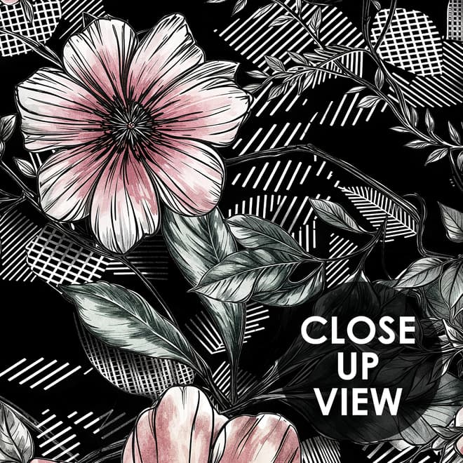 Dark Floral with White Daisy Wallpaper Mural