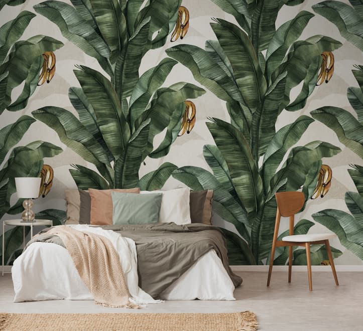 Exotic Banana Leaf Pattern Wallpaper Mural