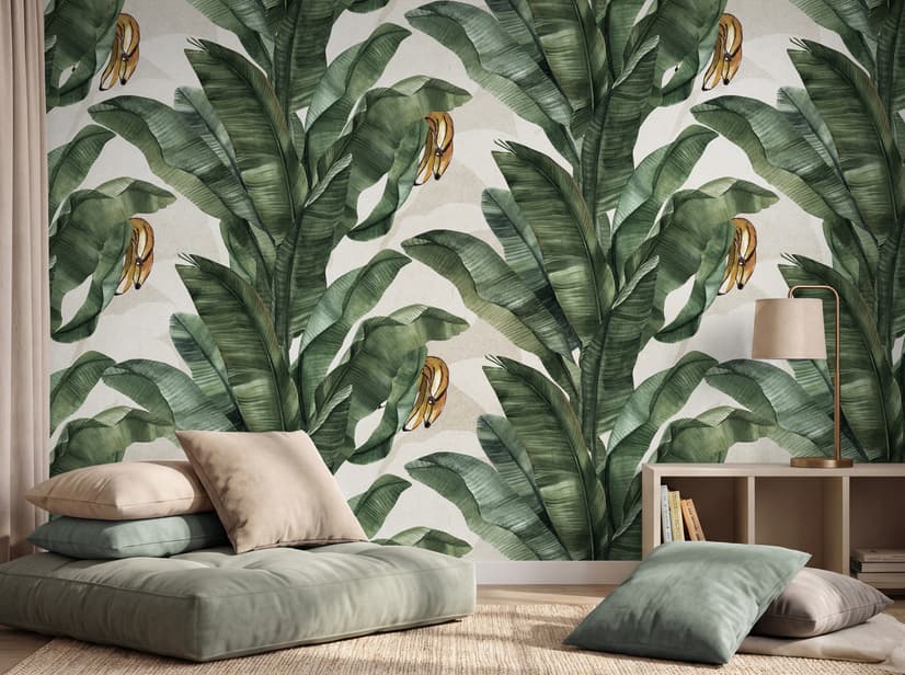 Exotic Banana Leaf Pattern Wallpaper Mural