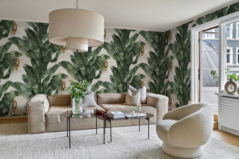 Exotic Banana Leaf Pattern Wallpaper Mural