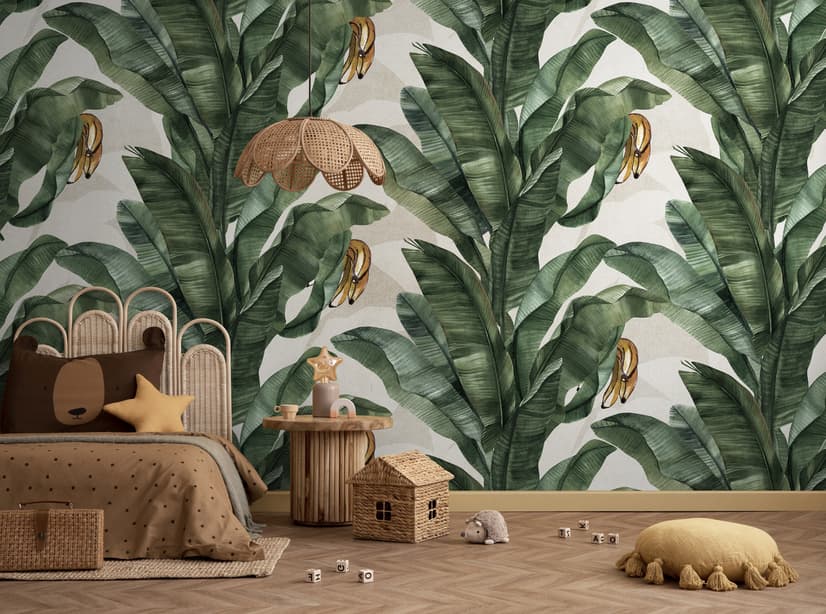 Exotic Banana Leaf Pattern Wallpaper Mural