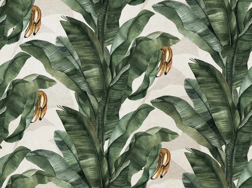 Exotic Banana Leaf Pattern Wallpaper Mural