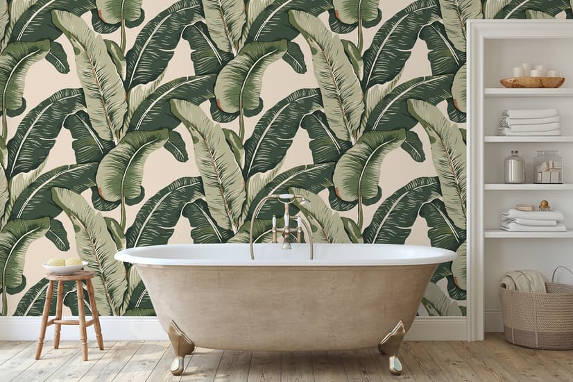 Retro Banana Leaves Pattern Wallpaper Mural