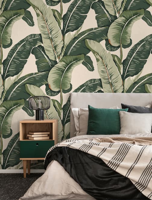Retro Banana Leaves Pattern Wallpaper Mural