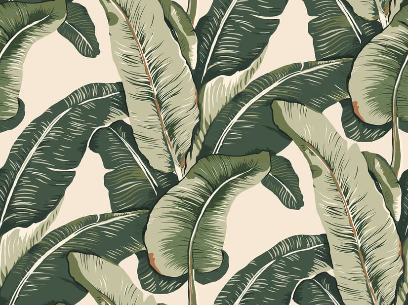 Retro Banana Leaves Pattern Wallpaper Mural