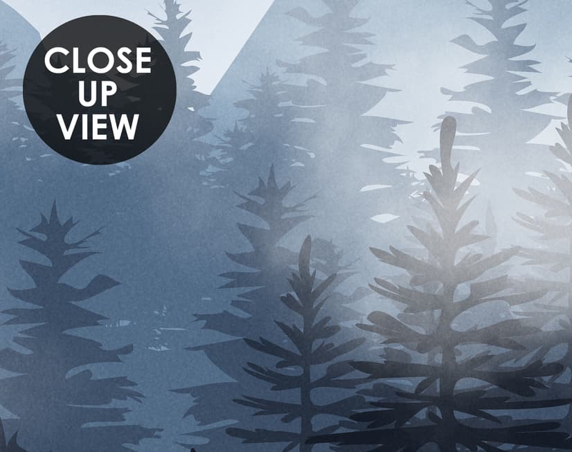 Monochrome Mountainscape with Misty Forest Wallpaper Mural